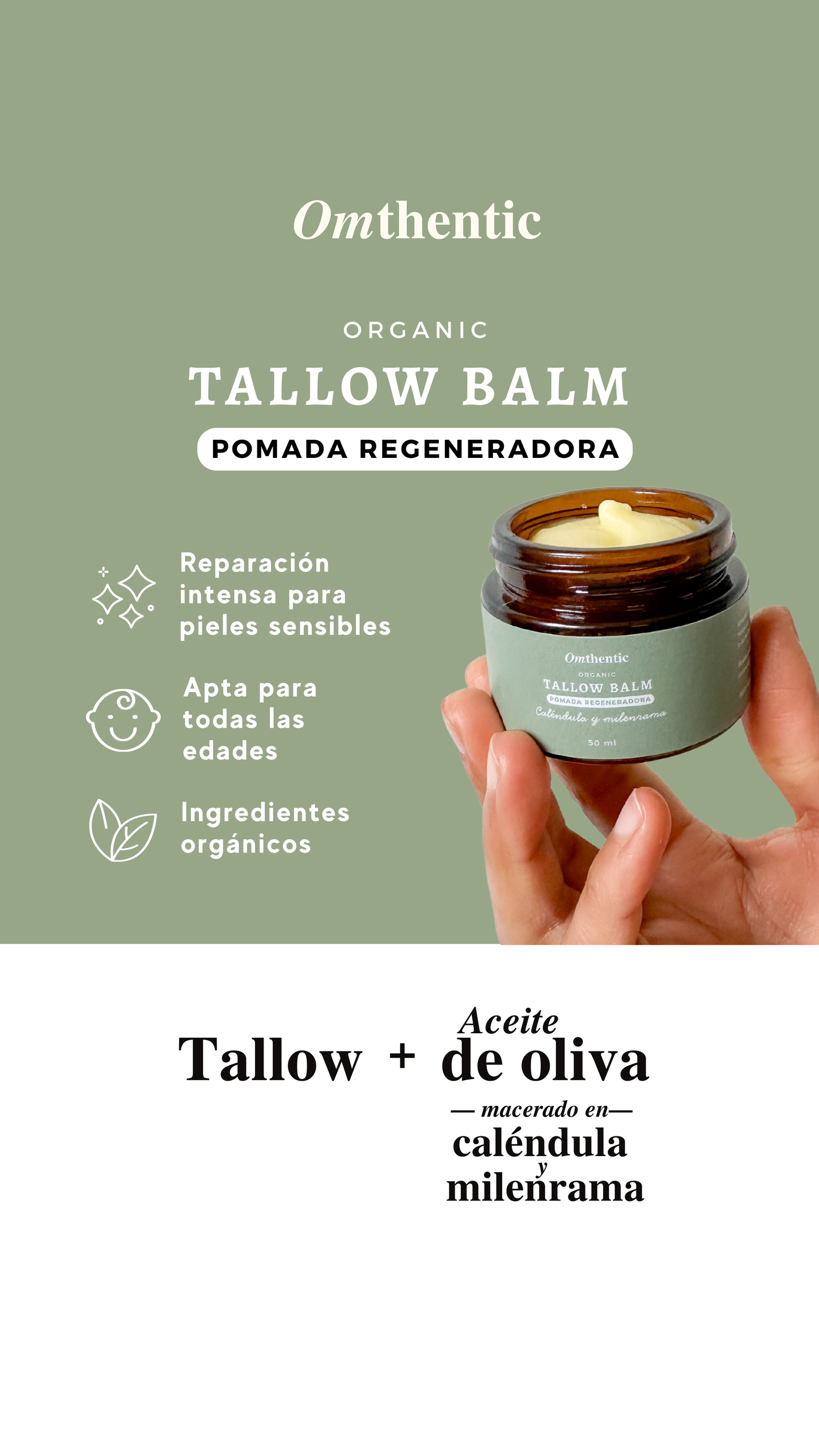 Tallow Balm Regeneradora — Tallow, Milenrama & Caléndula