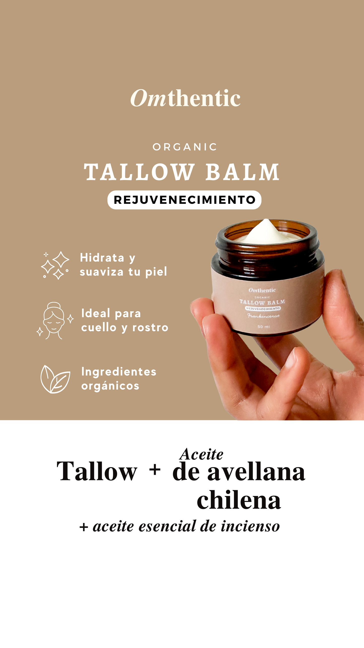 Tallow Balm Rejuvenecimiento — Tallow, Aceite de Avellana Chilena & Frankincense